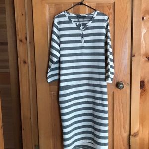 Cream & gray striped dress